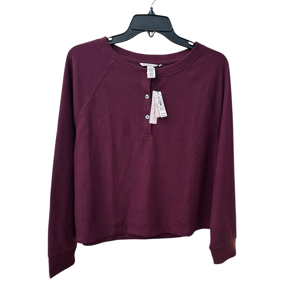 NWT Victoria Secret Top Womens XS Sweater Lounge Shirt Long Sleeve Henley FF11-3